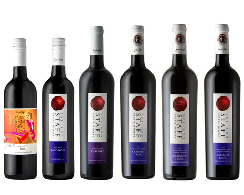Six bottles. Zero apologies. The BIG DADDY Pack is the ultimate gift for the red wine lover in your life 
•	2021 Bank Barn Baco Noir
•	2021 Fancy Farm Girl Flamboyant Red
•	2020 The Gritstone Cabernet
•	2018 The Chestnut Tree Cabernet Franc
•	2018 The Chestnut Tree Cabernet Franc — Cognac Barrel
•	2018 Th