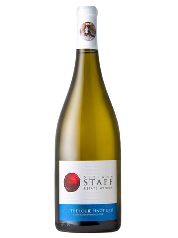 The Louie Pinot Gris VQA Niagara Peninsula wine bottle from Sue-Ann Staff Estate Winery.